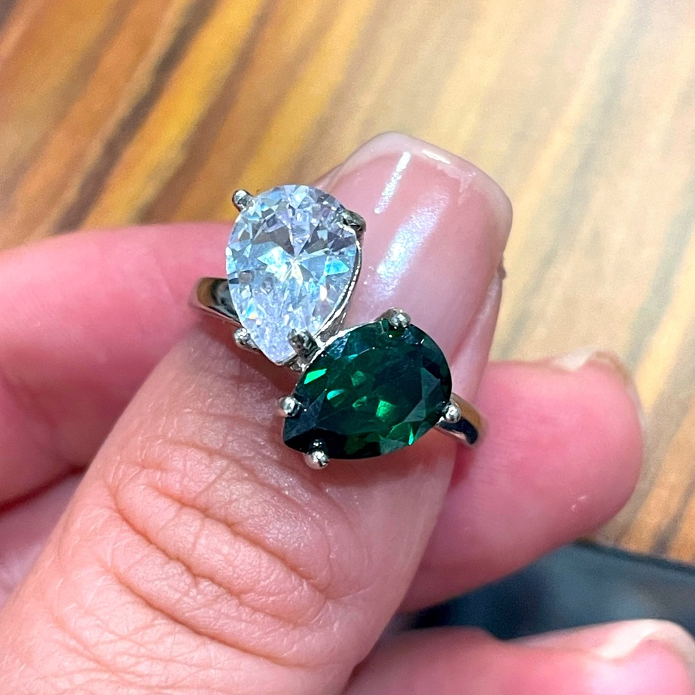 Double Pear Ring Sterling Silver - image 1